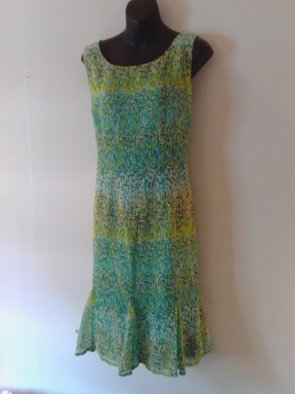 Sleeveless Green Blue Patterned Sundress